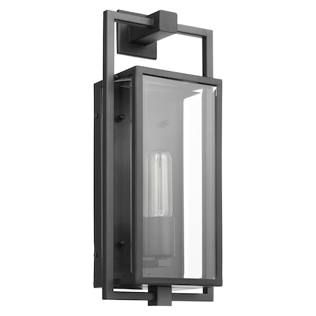 Nuvo Exhibit 1-Lgt Medium Wall Lantern - Matte Black / Clear Beveled Glass 60/7544